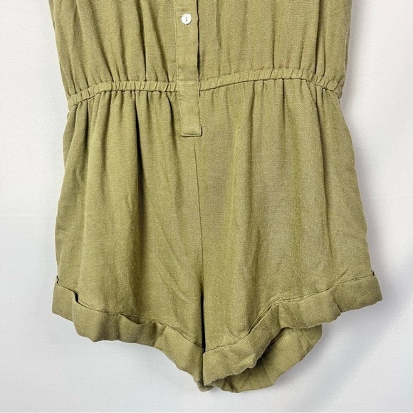 Boutique WFFS Fatigue Green Button Down Utility Sleeveless Romper M - Picture 4 of 5